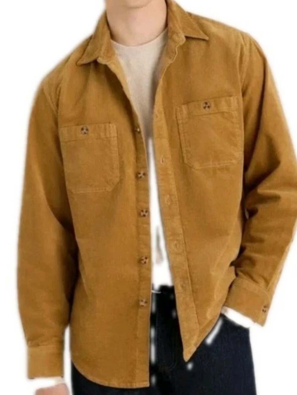 Quince Corduroy Utility Shirt Men 2X Chore Brown Organic Cotton Patch Pocket